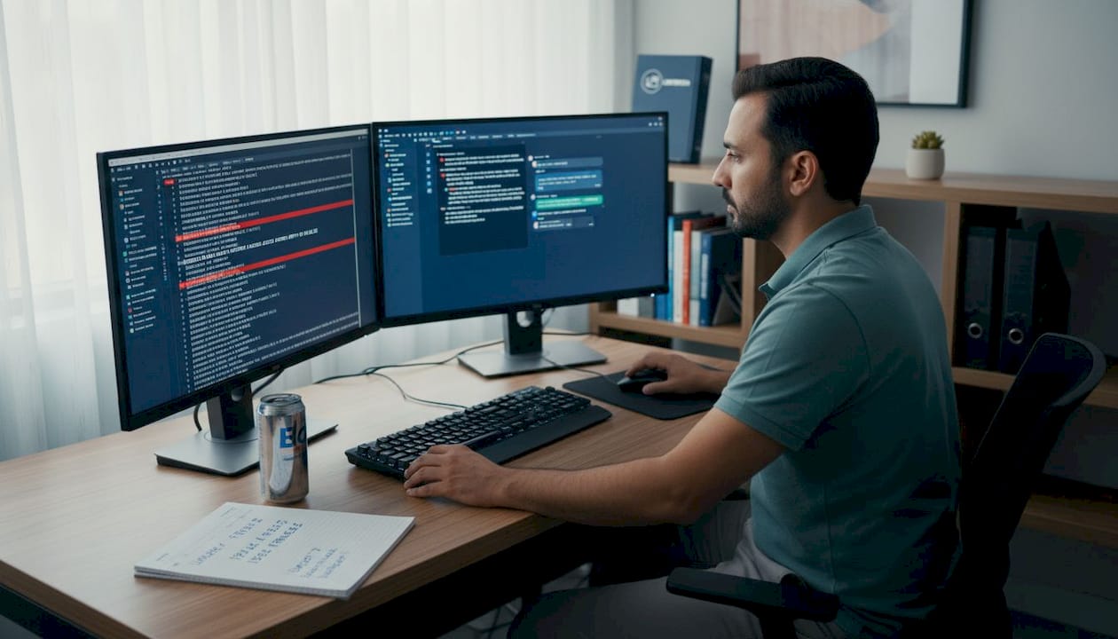 IT professional checking cloud security alerts