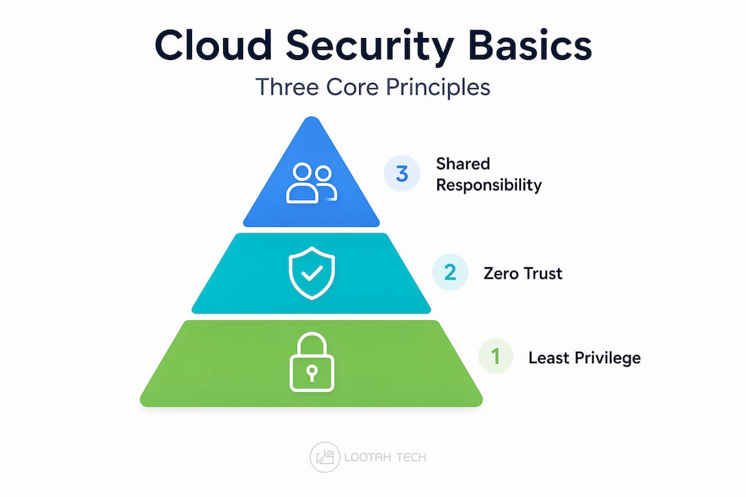 Infographic with pyramid of cloud security basics