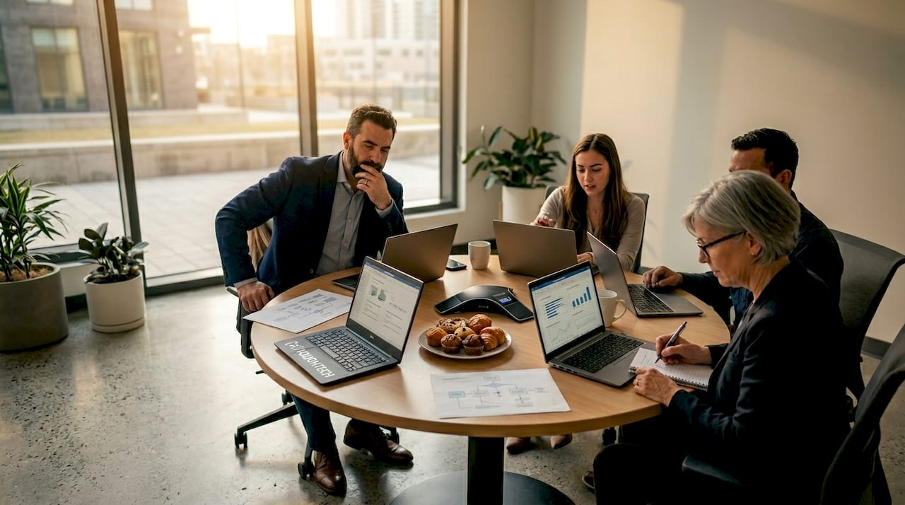 Team reviews AI deployment project reports