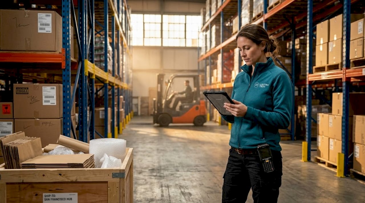Manager tracking shipments in warehouse
