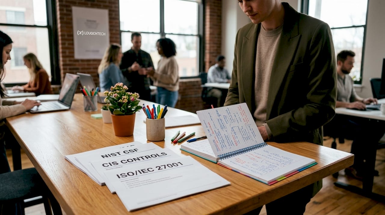 Workspace with cybersecurity framework documents
