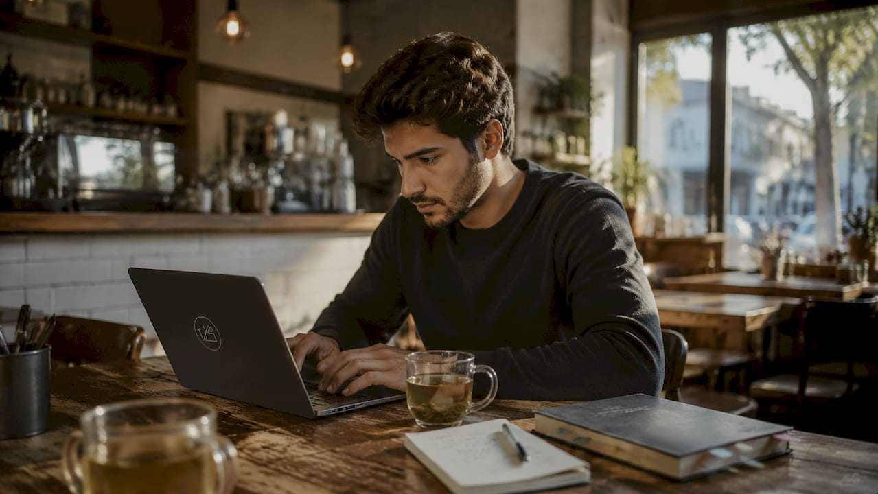 Developer coding in home office