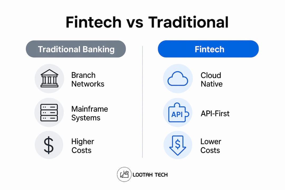 Infographic comparing fintech and traditional banking differences