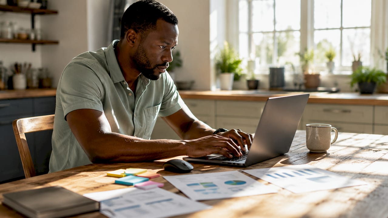 Operations manager working at office desk