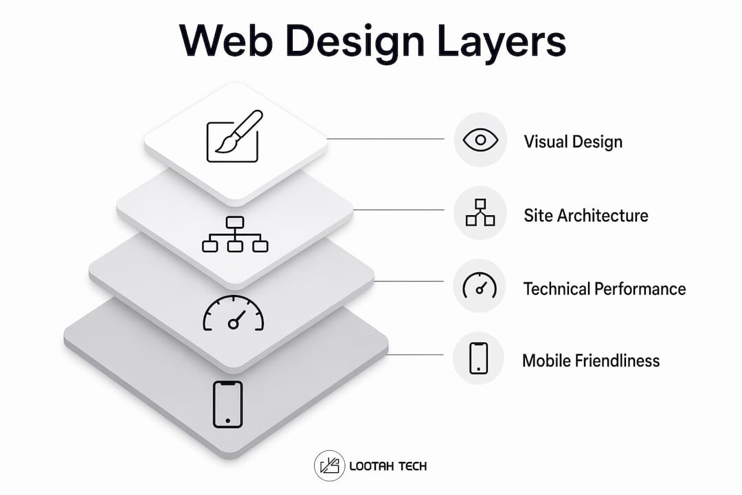 Infographic showing web design layers impacting user experience