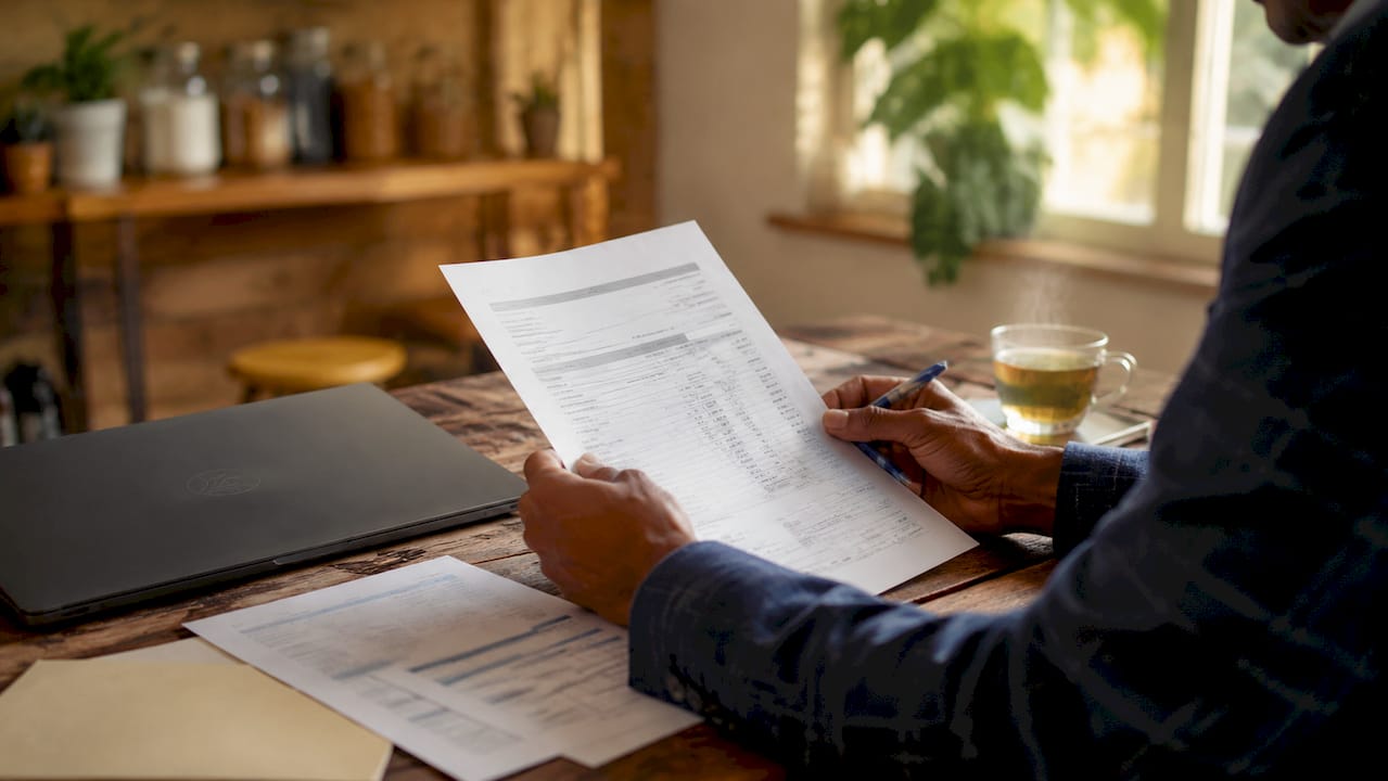 Hands reviewing invoice financing documents