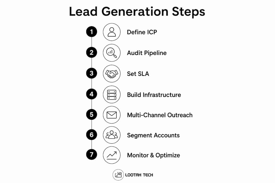 Infographic illustrating lead generation process steps