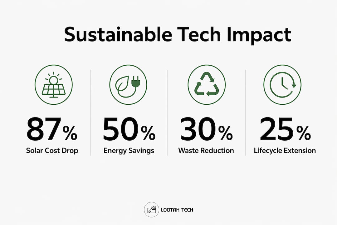 Infographic showing key sustainable technology impact statistics