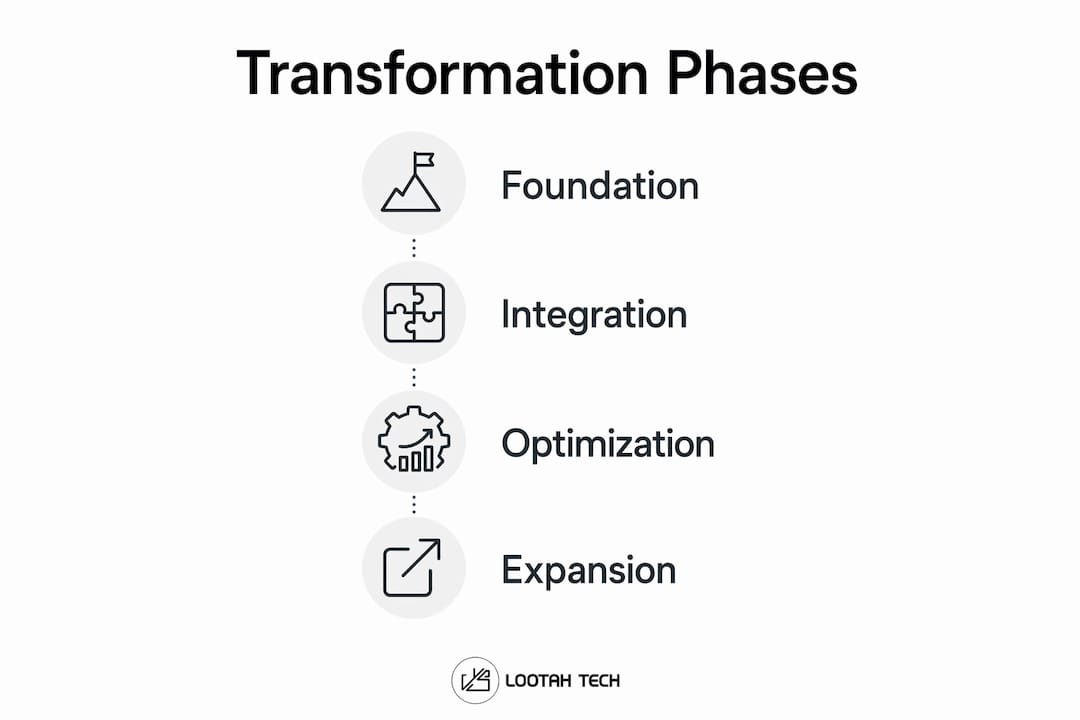 Infographic illustrating phases of data-driven transformation