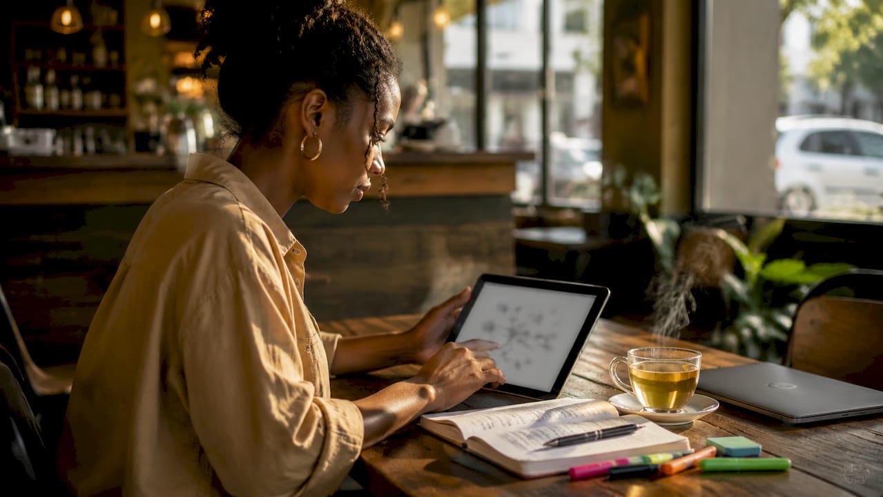 Analyst using tablet for dependency mapping
