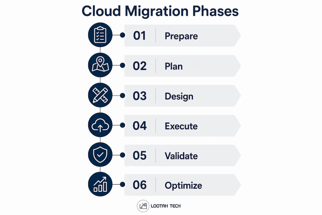 Infographic illustrating cloud migration phases