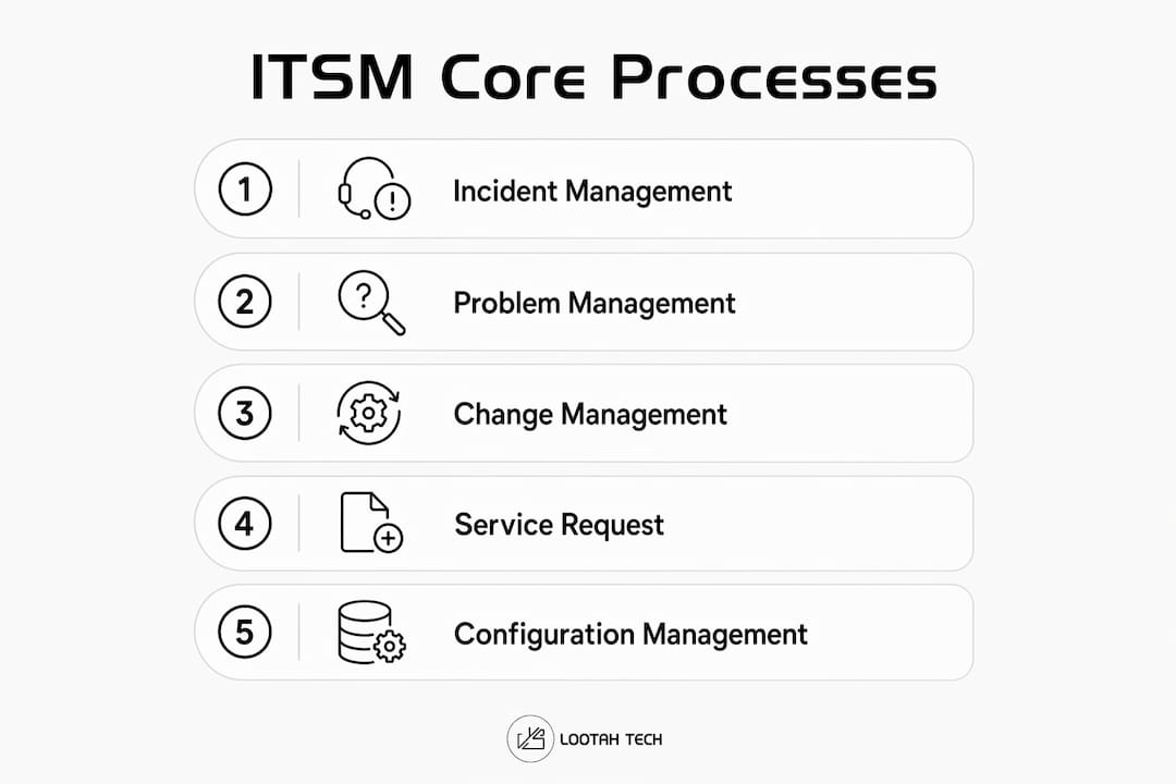 Infographic showing ITSM core process steps