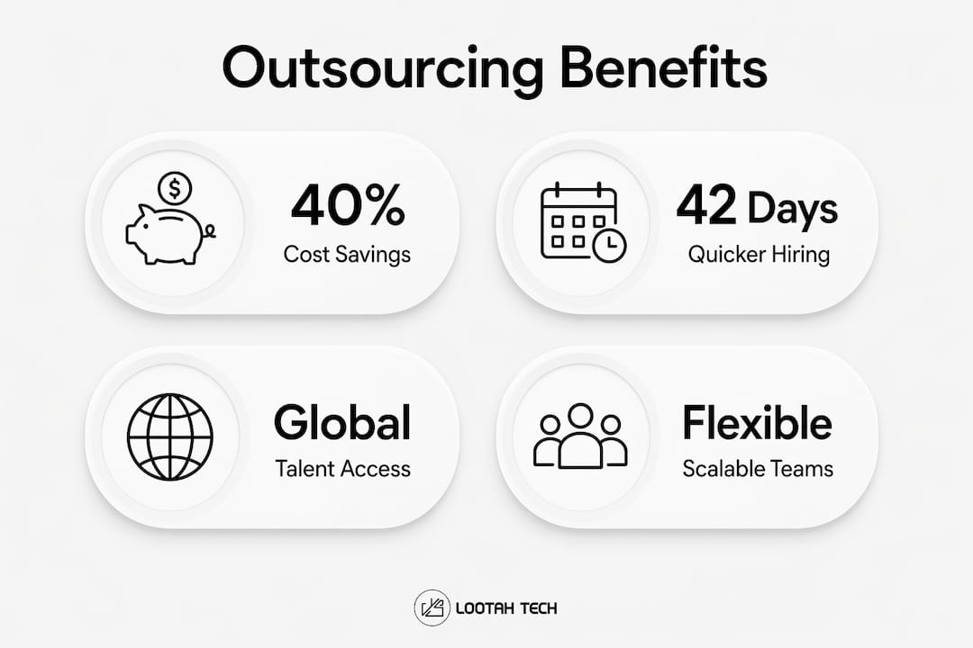 Infographic showing software outsourcing advantages