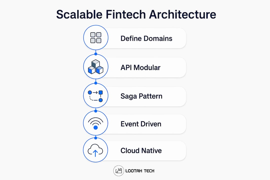 Infographic outlining scalable fintech architecture steps