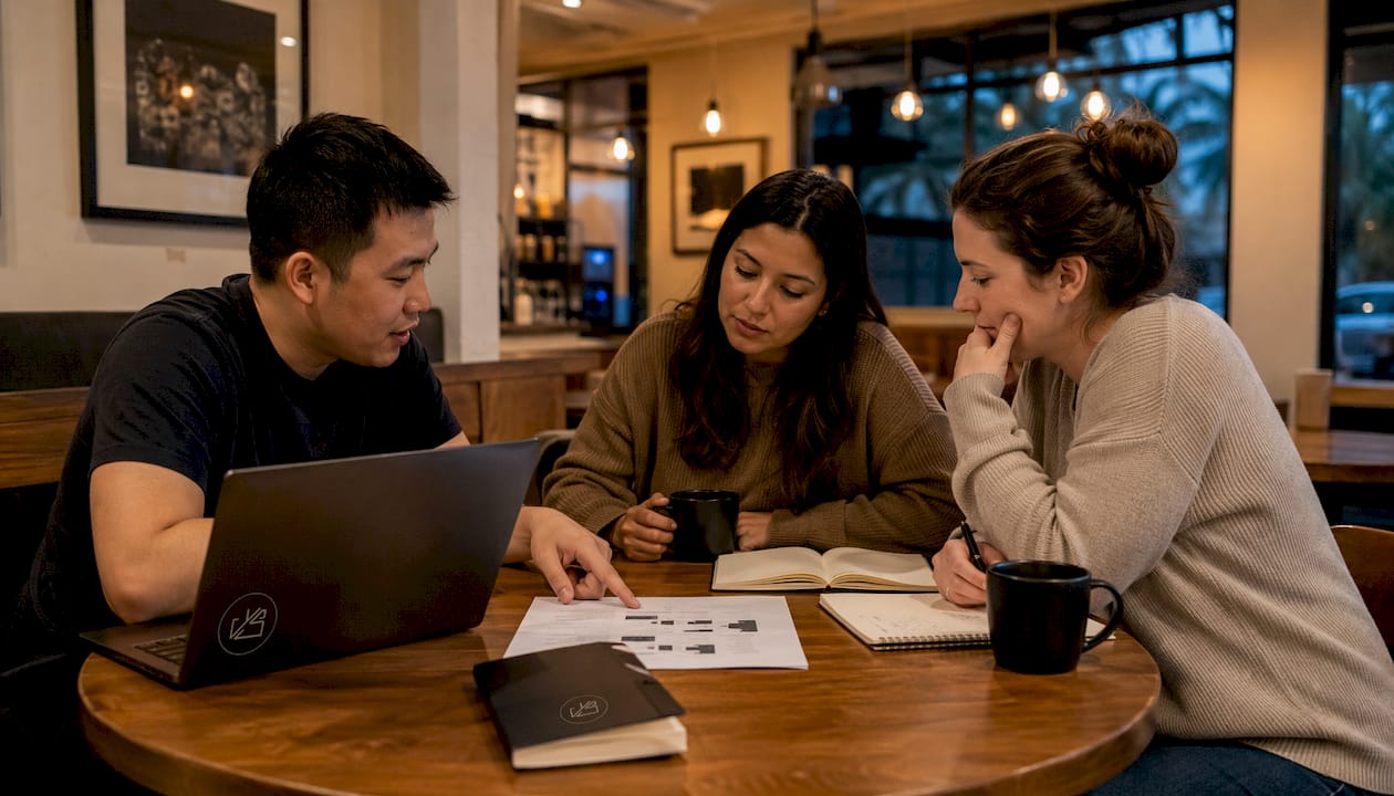 Diverse team discussing AI governance in conference room