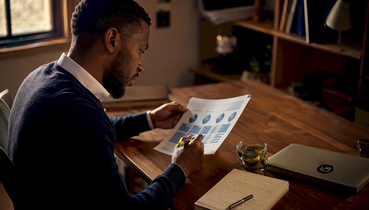 Professional reviewing SAP S/4HANA software details