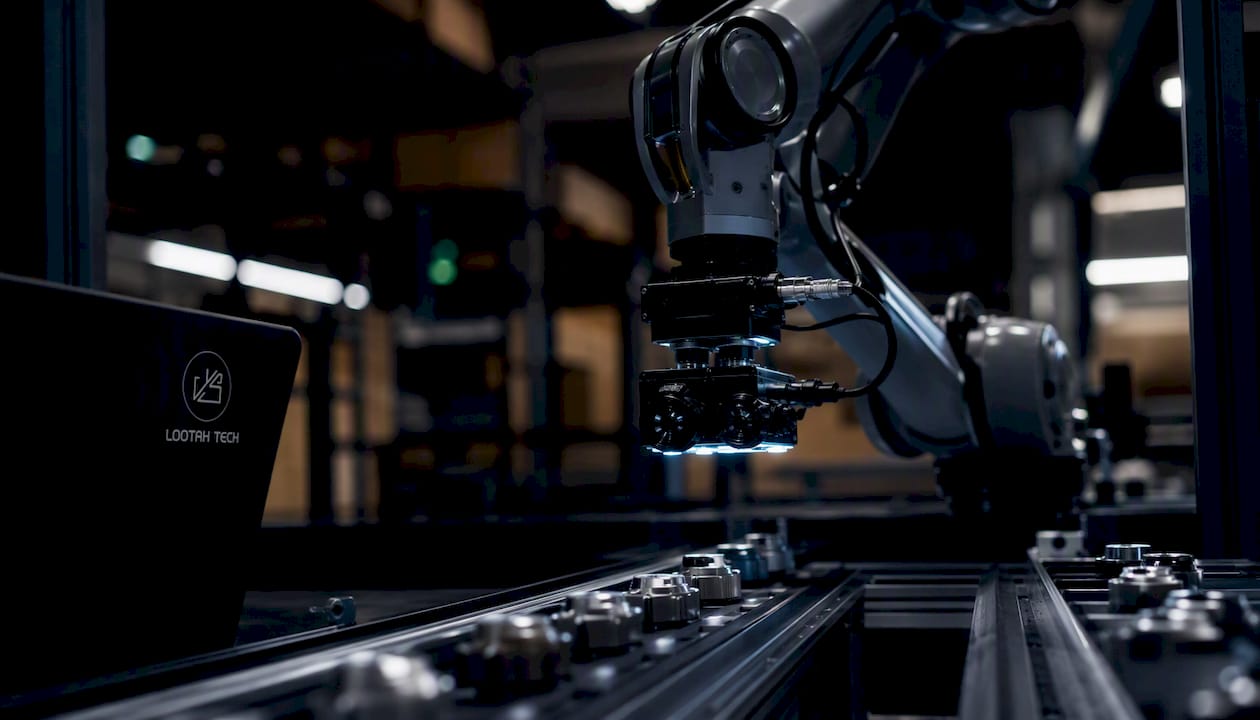 Robotic arm performing vision-based inspection