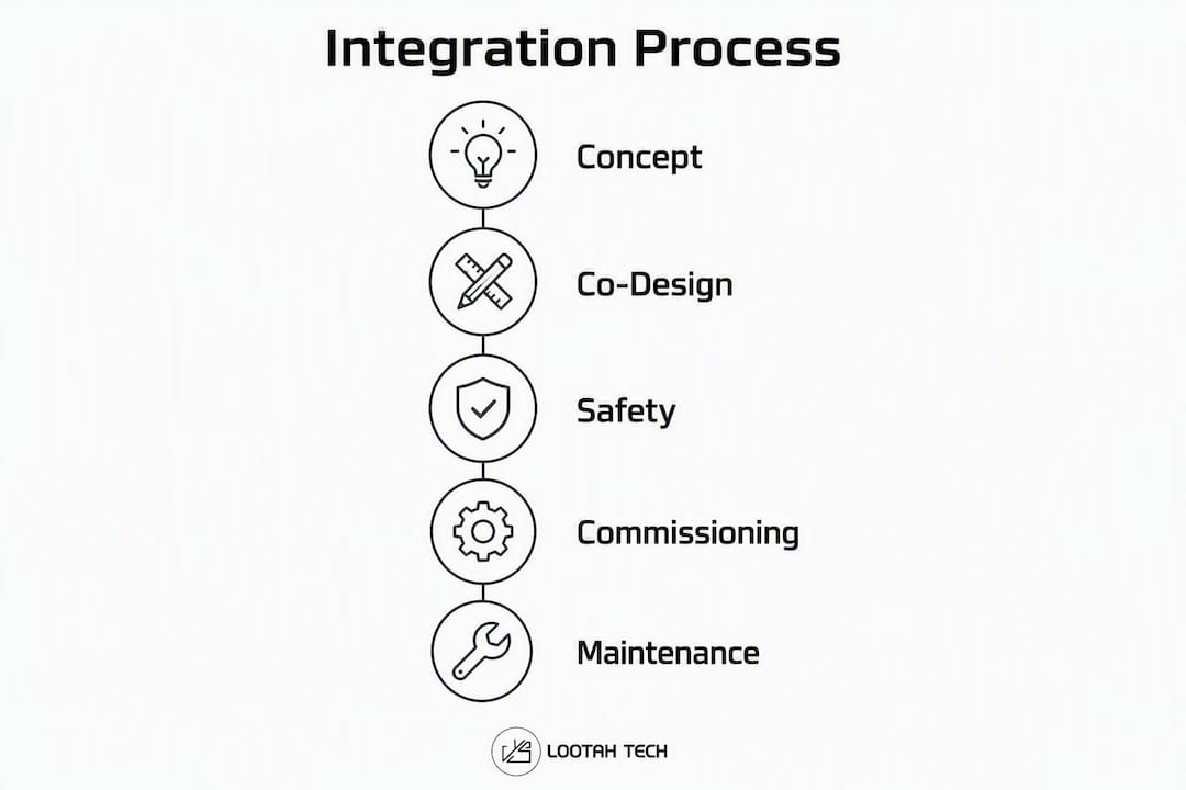 Infographic showing robotics integration process steps