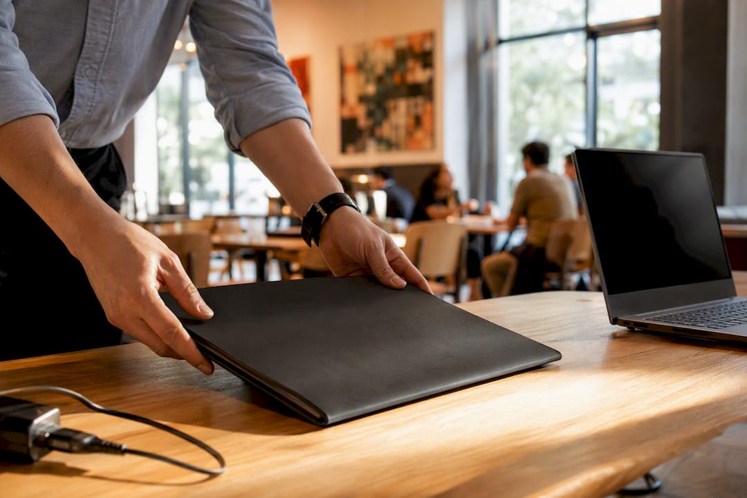 Hands assigning responsibility with folder in office