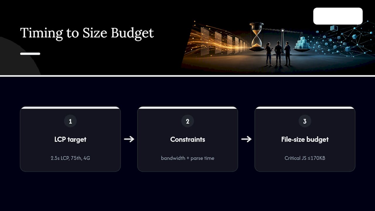 LCP target mapped to JavaScript size budget