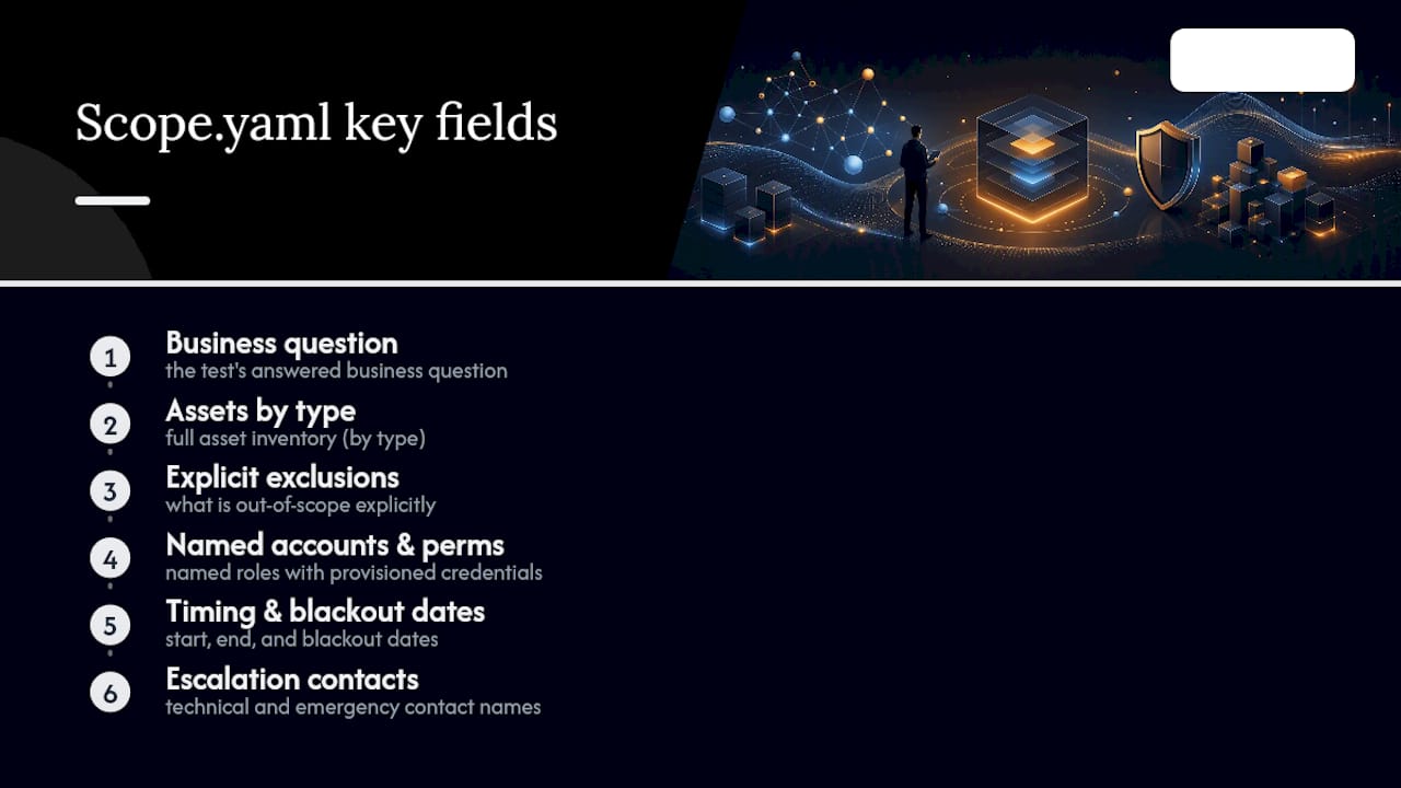 Six required penetration testing scope fields