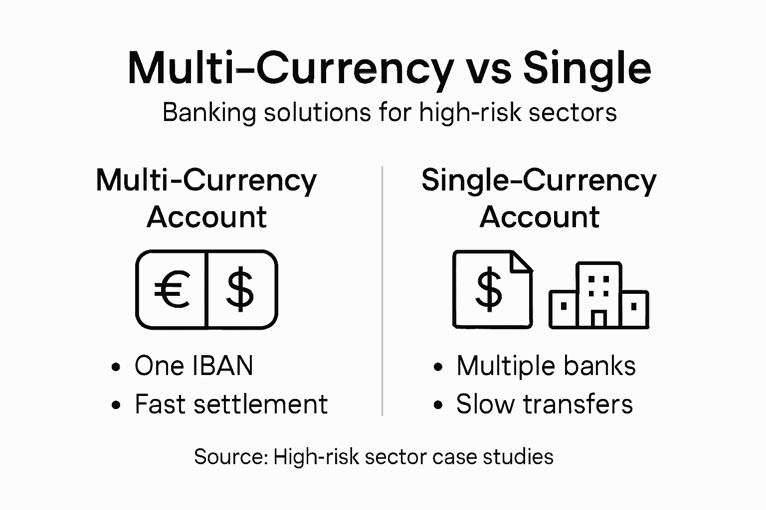 Infographic comparing multi vs single currency accounts