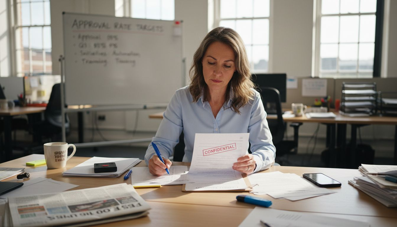 Compliance officer reviewing business checklist