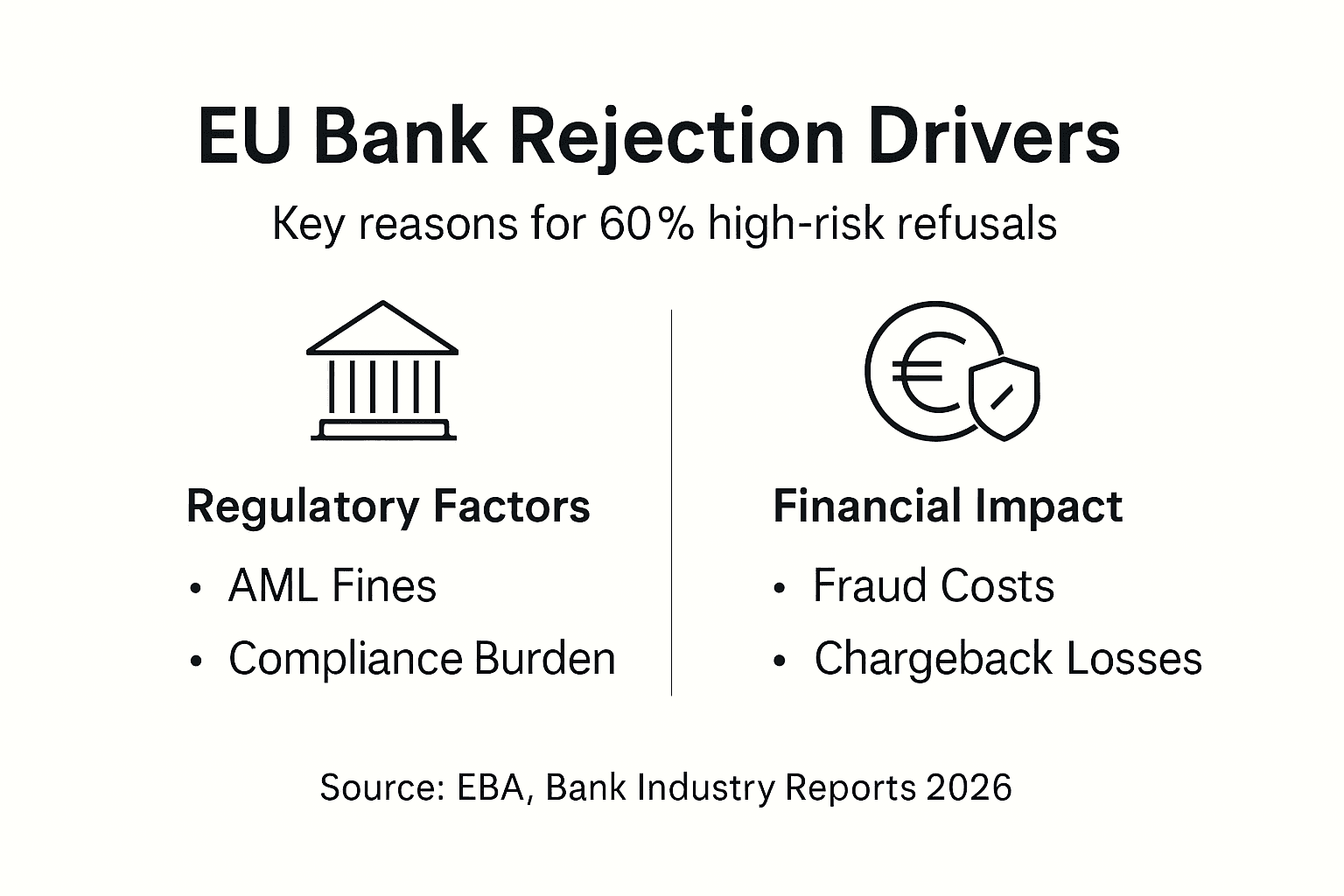 Infographic showing reasons for EU bank rejection