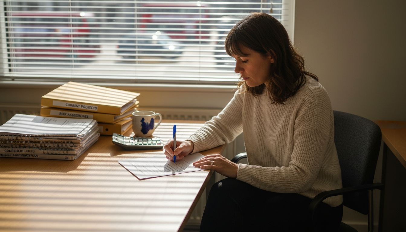 Specialist reviewing forex risk mitigation checklist