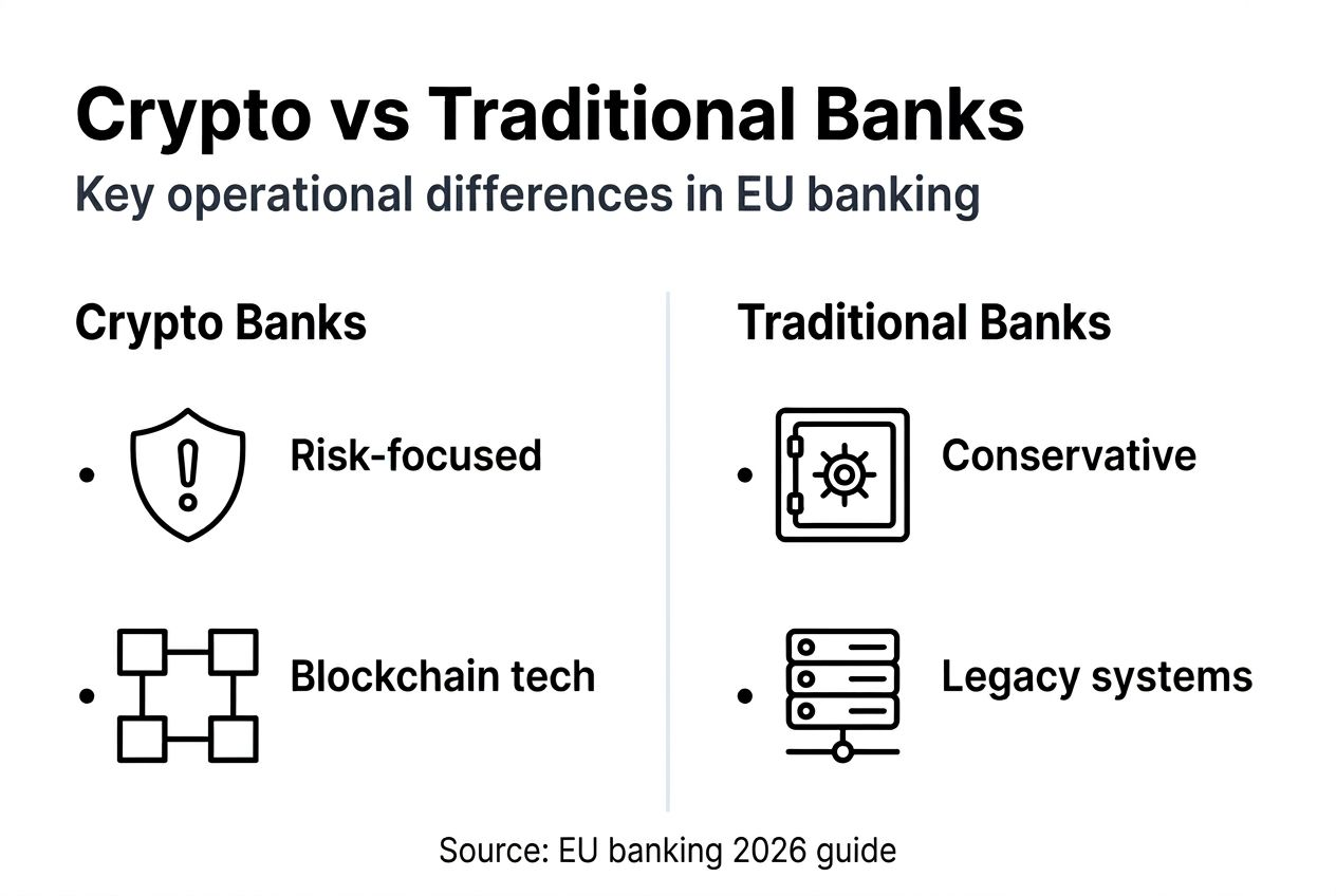 Infographic comparing crypto and traditional banking