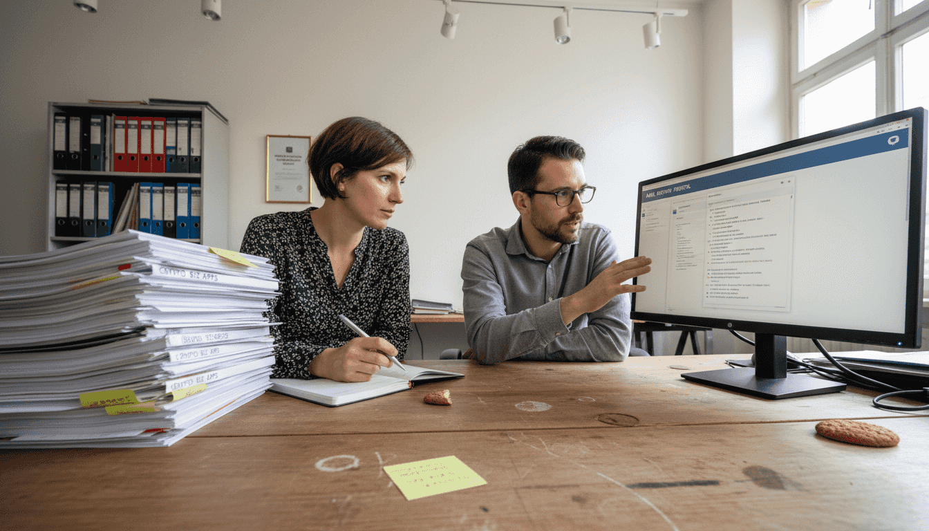 Crypto bank compliance team reviewing documents