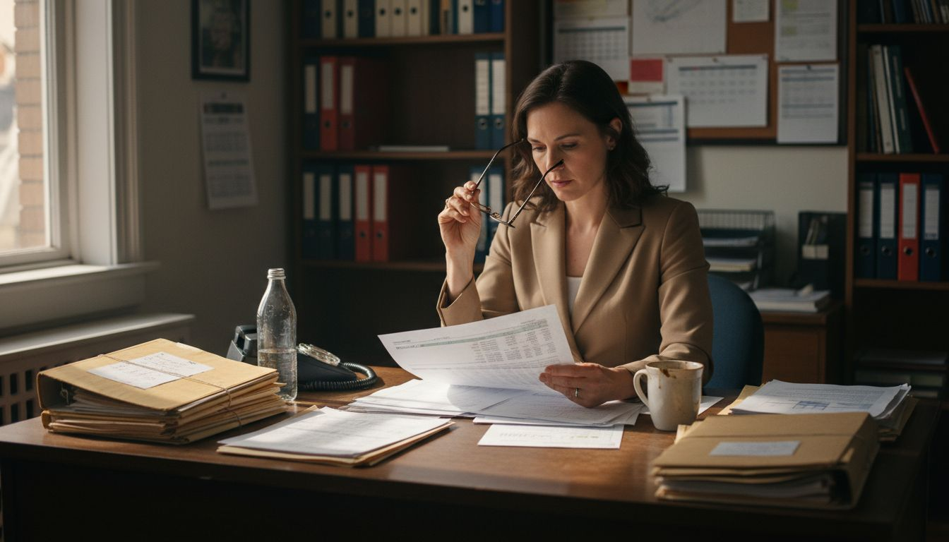 Bank officer reviews business financial statements