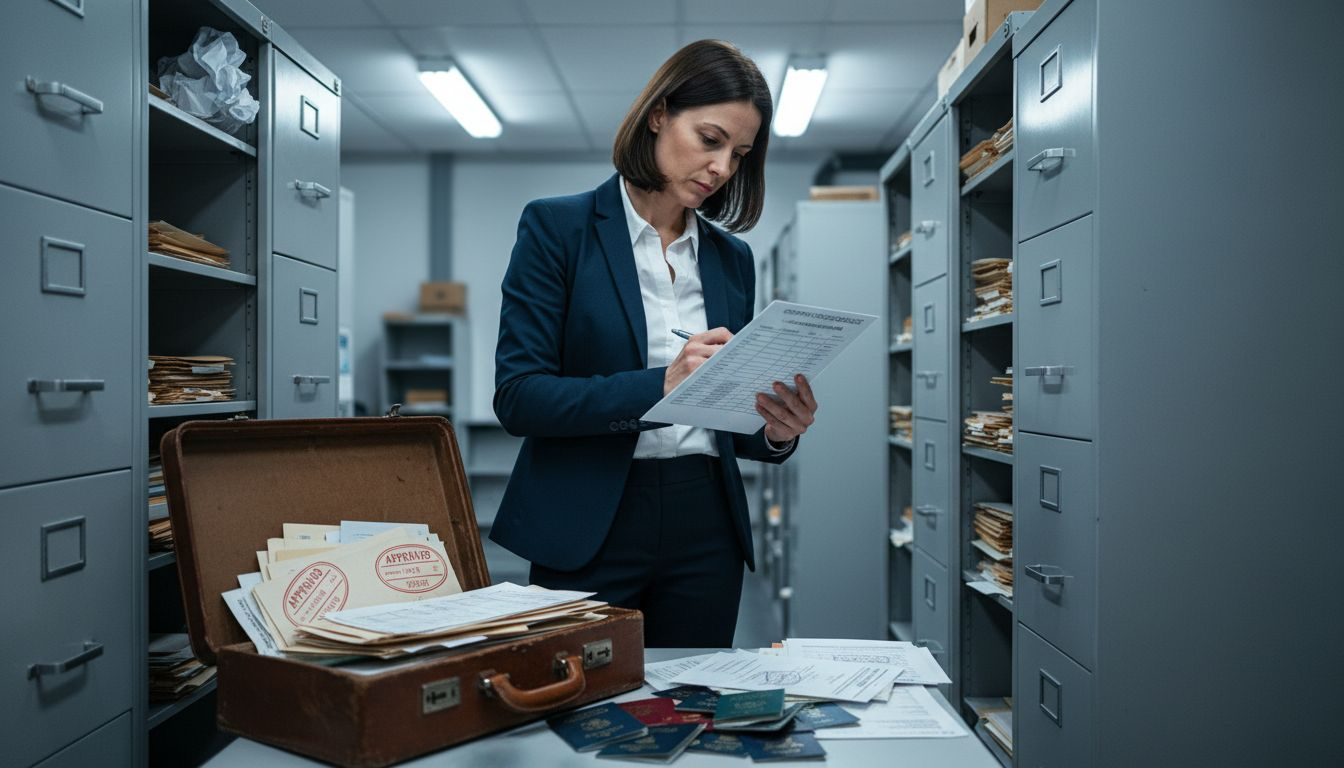 Compliance officer checks offshore account documents