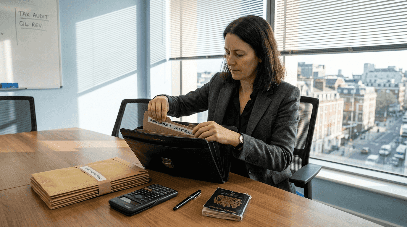 Consultant stores secure asset documents in office