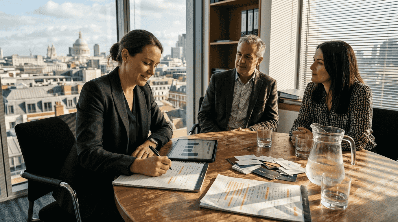 Bank manager advising high-risk industry clients