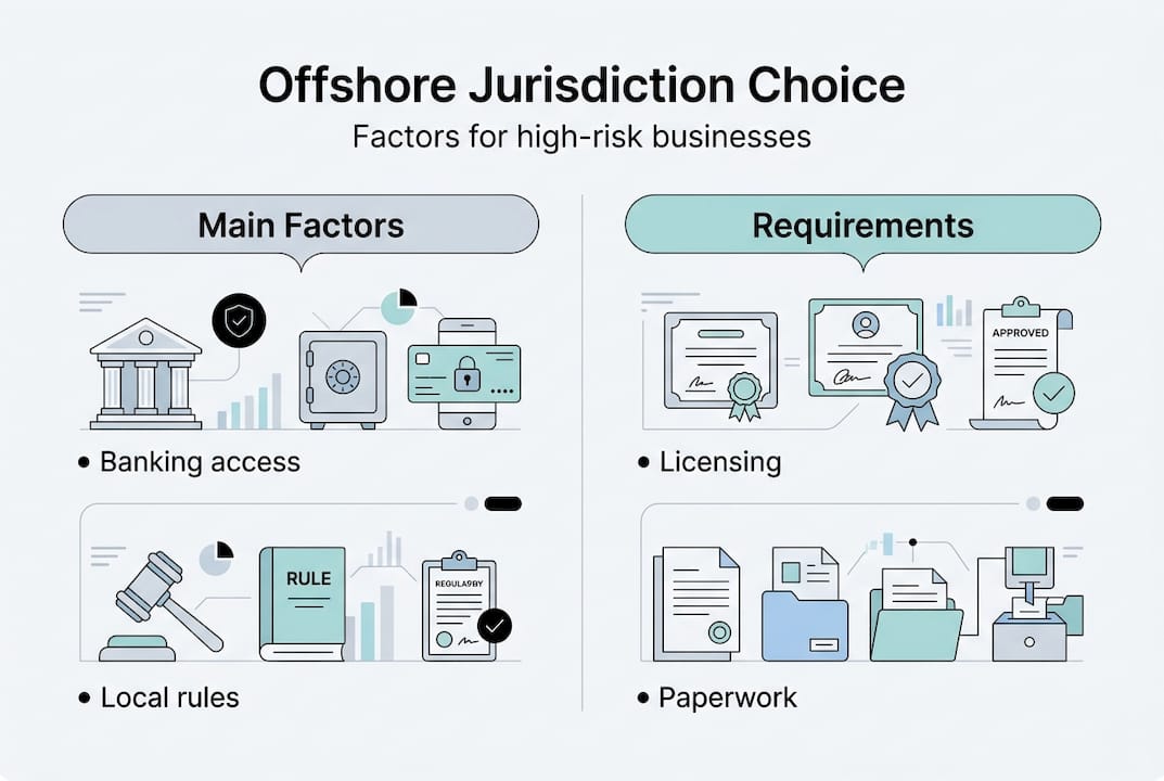 Infographic showing offshore jurisdiction selection factors