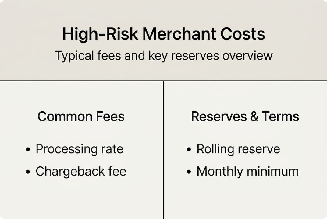 Infographic with common fees and reserves summary