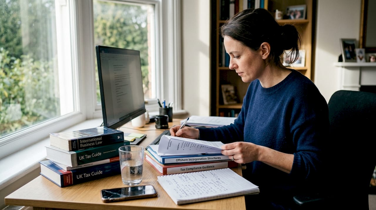 Professional reviewing offshore jurisdiction paperwork