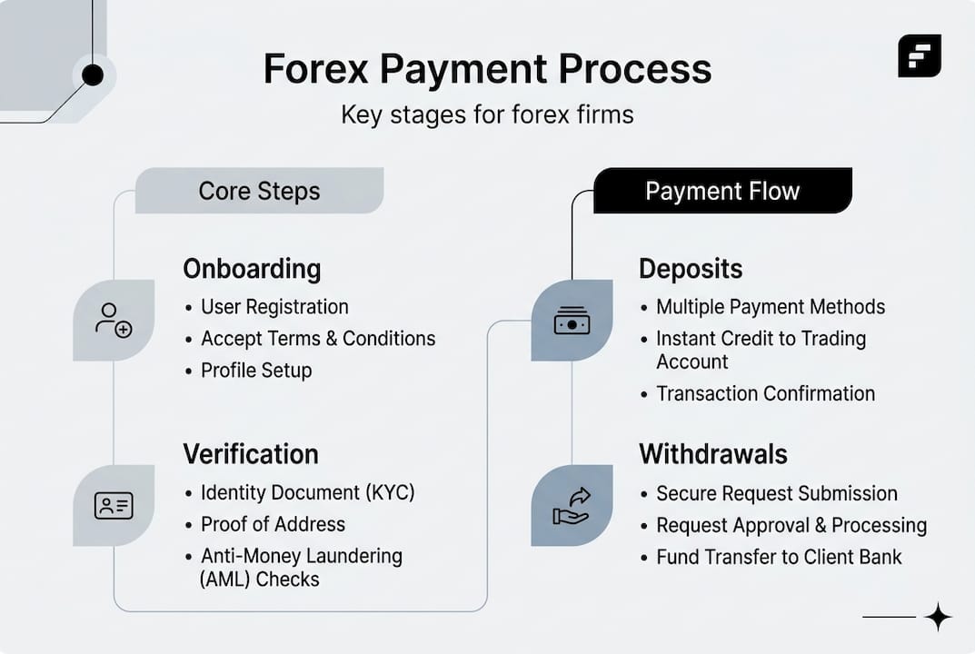 Infographic of forex payment processing stages