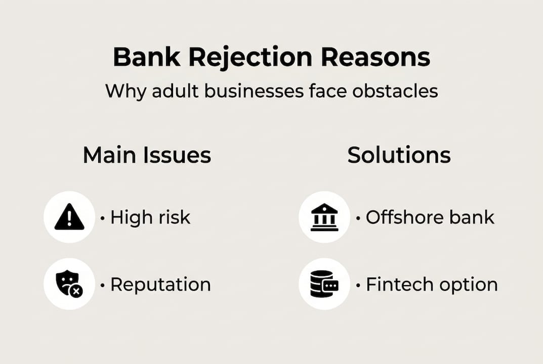 Infographic outlining bank rejection reasons and solutions