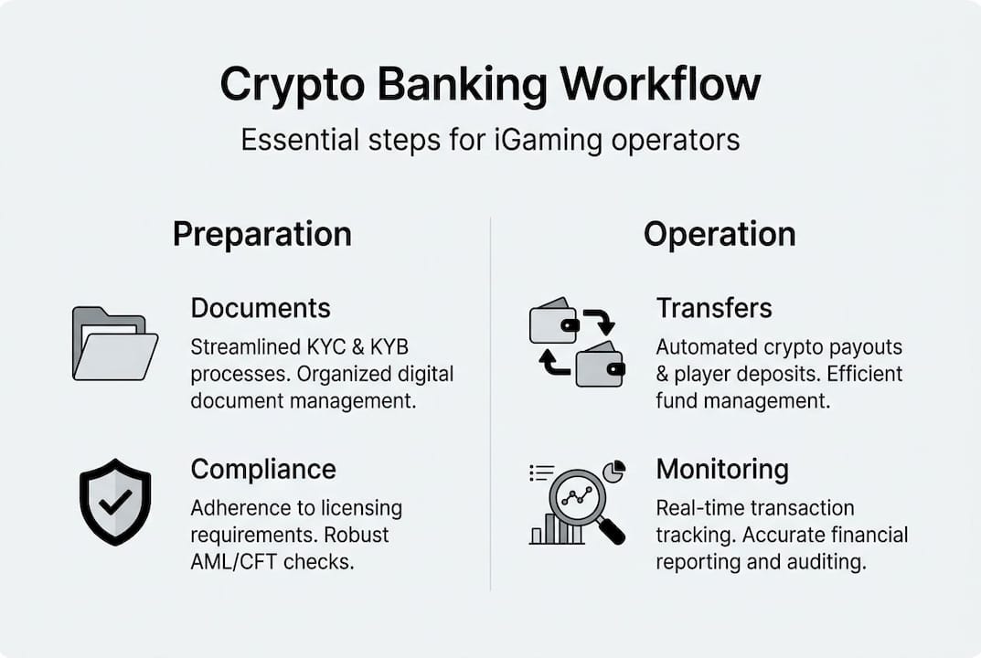 Infographic of crypto banking workflow steps