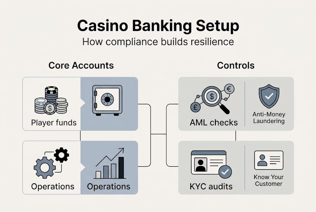 Infographic showing casino banking setup and controls