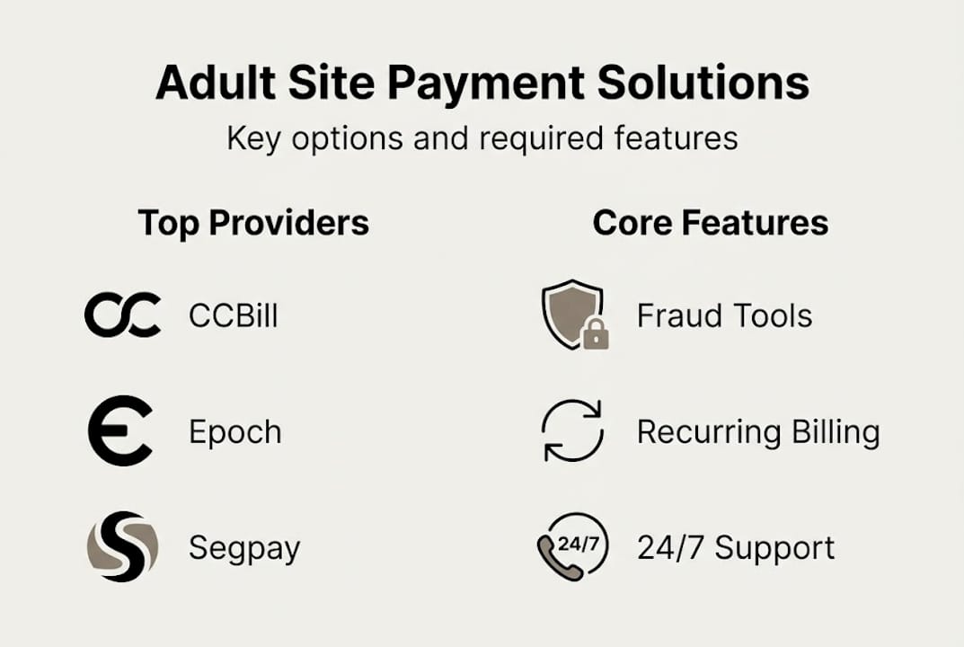 Infographic summarizing adult payment processing essentials