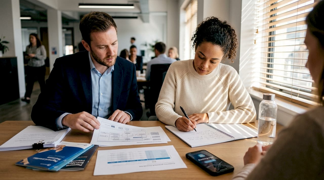 Team reviewing payment method documents
