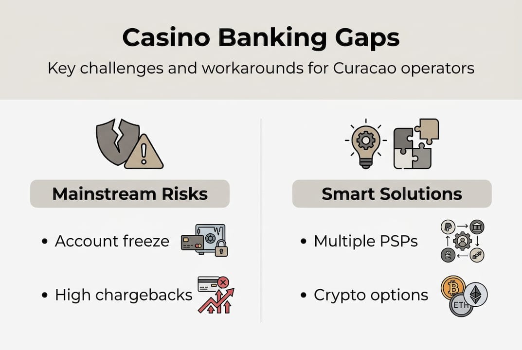 Infographic showing Curacao banking challenges and solutions