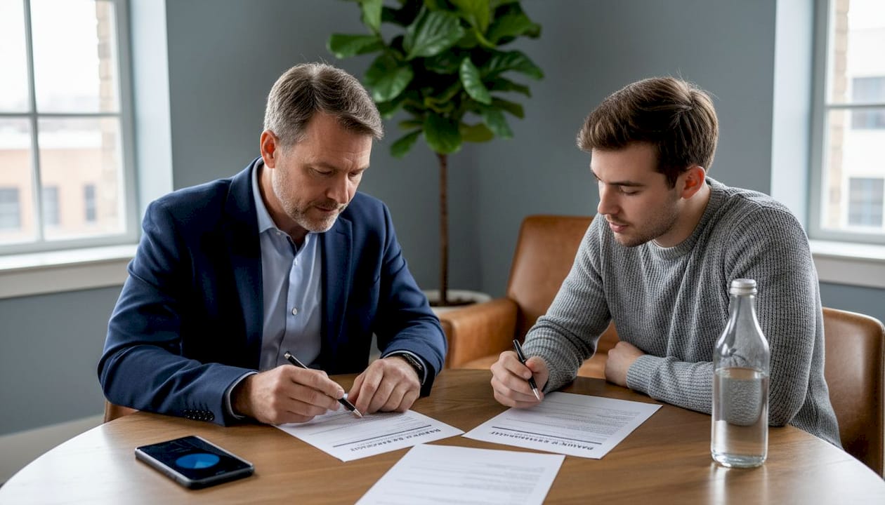 Consultant and client discuss banking approvals