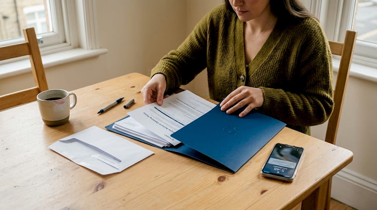 Woman preparing documents for business account