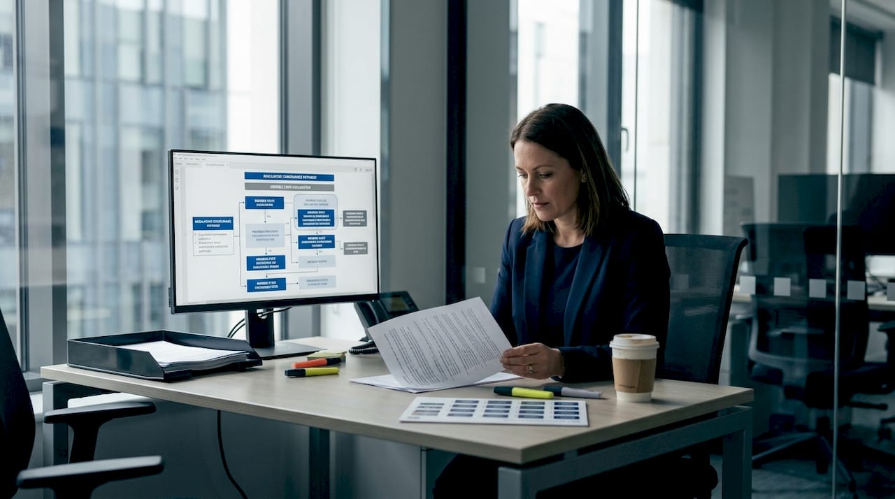 Consultant reviewing EU regulatory planning documents