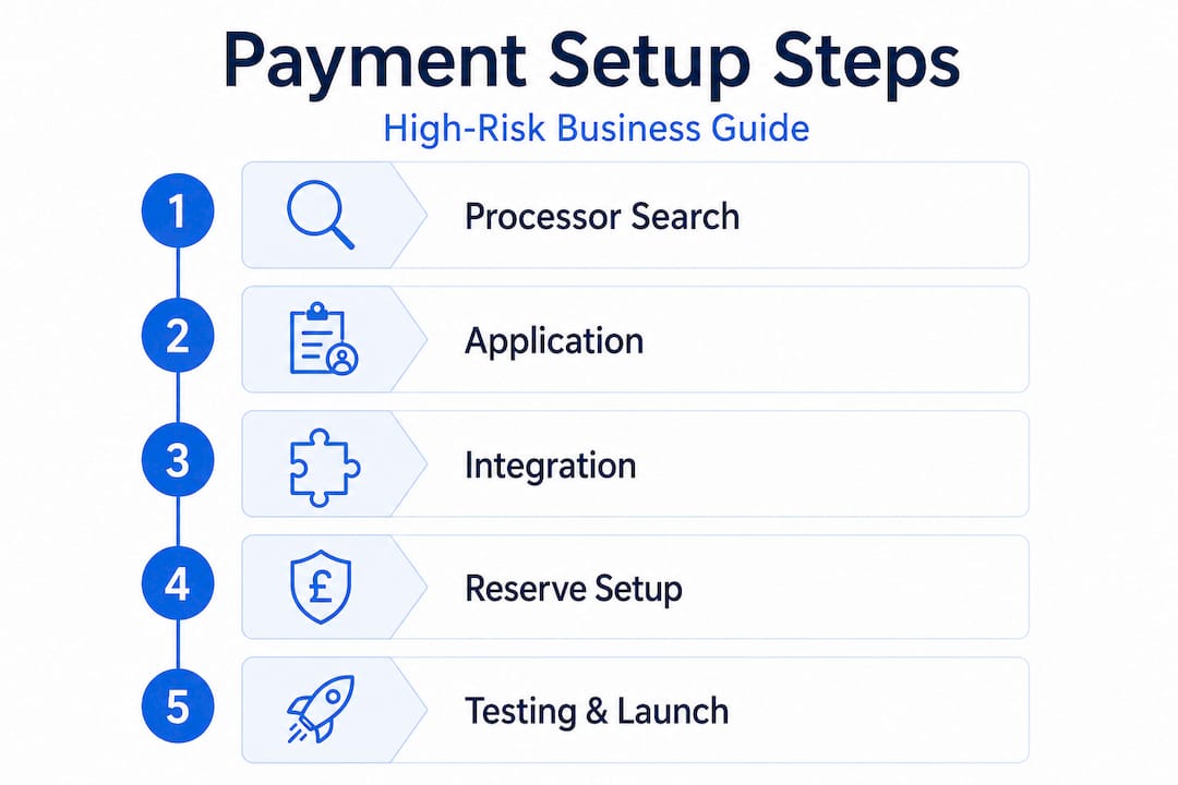 Infographic with high-risk payment setup steps