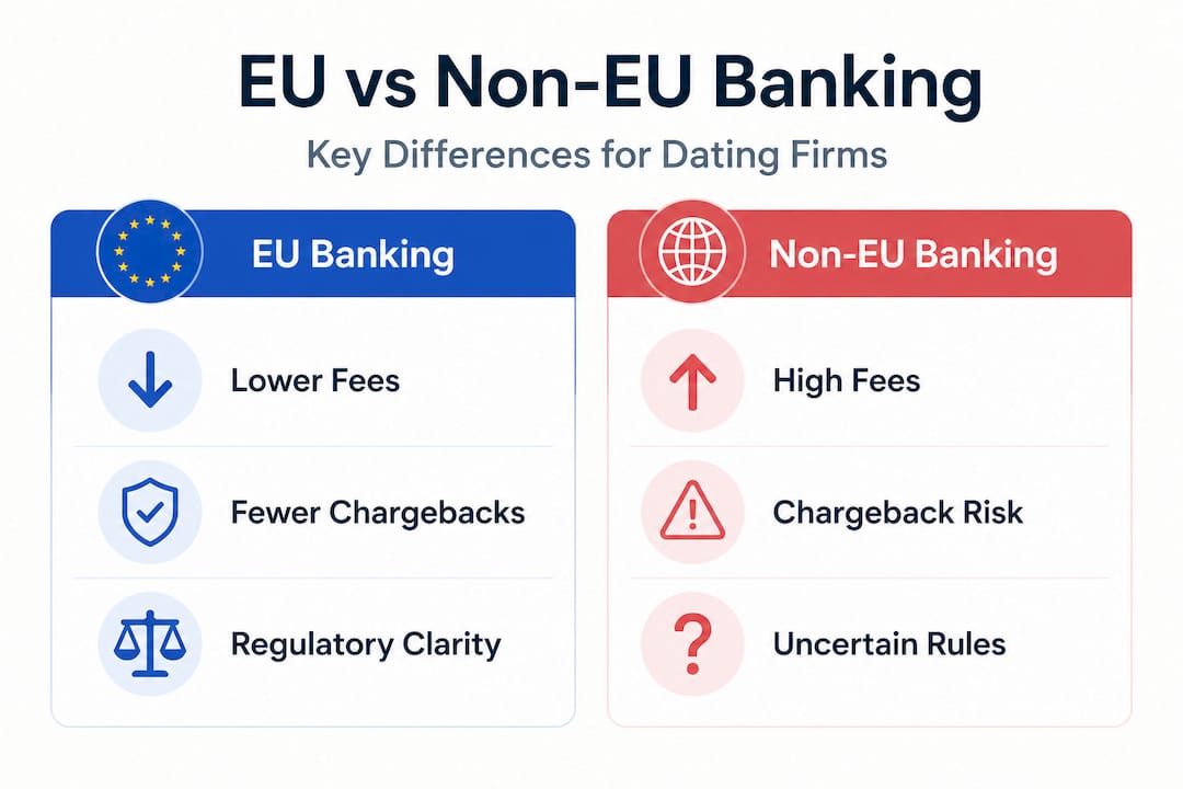 Infographic comparing EU and non-EU banking features